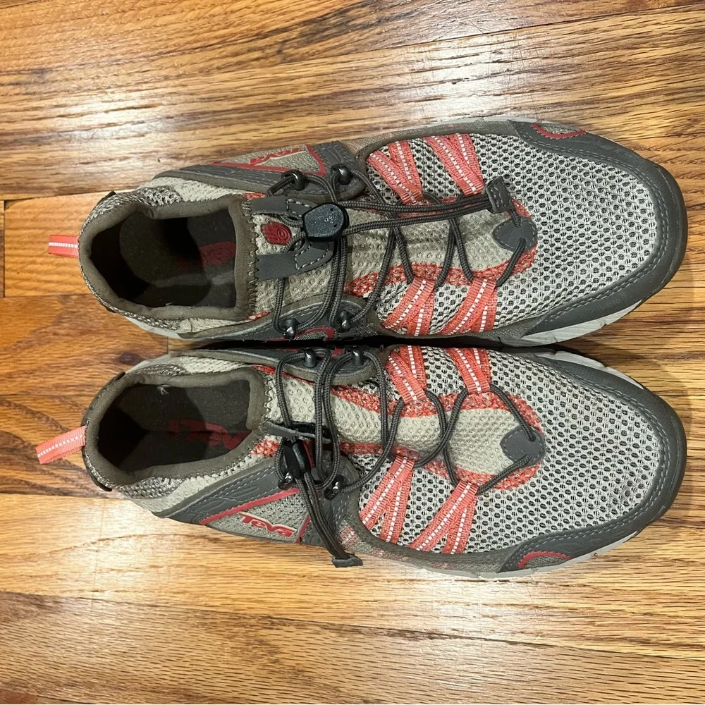 Teva Shoes Women Sz 9 Gray Red Mesh Lightweight Quick Lace Trail‎ Outdoor